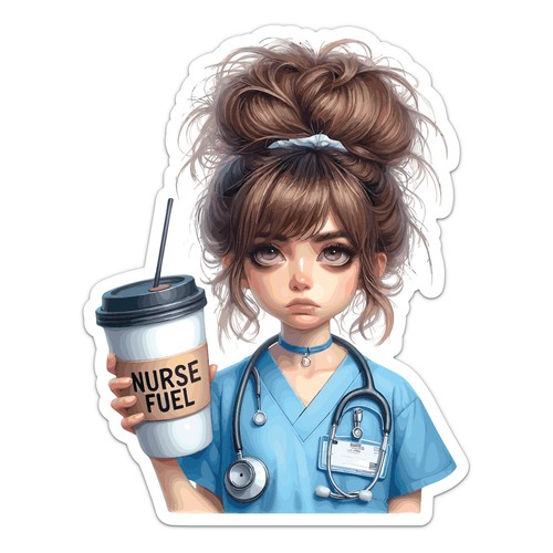 Just awake cartoon nurse - cartoon,
